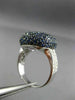 ESTATE LARGE 2.82CT DIAMOND & AAA SAPPHIRE 18KT WHITE GOLD 3D SQUARE PAVE RING