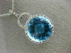 ESTATE LARGE 6.60CT DIAMOND & BLUE TOPAZ 14KT WHITE GOLD HALO ROUND HALO PENDANT