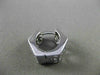 ESTATE 14KT WHITE GOLD 3D 3 ROW CUBIC ZIRCONIA HEXAGON HUGGIE EARRINGS #24347