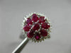 ESTATE LARGE 1.80CT DIAMOND & AAA RUBY 18KT WHITE GOLD 3D HALO FLOWER LOVE RING