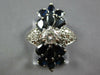 ESTATE 4.40CT DIAMOND & AAA SAPPHIRE 18KT WHITE GOLD MULTI LEAF ANNIVERSARY RING