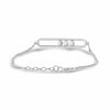 ESTATE .36CT DIAMOND 14K WHITE GOLD 3 STONE PAST PRESENT FUTURE SLIDING BRACELET