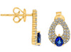 1.50CT DIAMOND & AAA SAPPHIRE 14KT YELLOW GOLD OPEN TEAR DROP HANGING EARRINGS