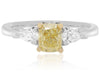 ESTATE GIA 1.30CT WHITE & FANCY YELLOW DIAMOND 18KT 2 TONE GOLD ENGAGEMENT RING
