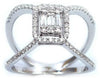 .55CT DIAMOND 18KT WHITE GOLD 3D ROUND & BAGUETTE CLUSTER SQUARE INVISIBLE RING