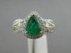 ESTATE 1.95CT DIAMOND EMERALD 14KT WHITE GOLD INFINITY HALO PEAR ENGAGEMENT RING