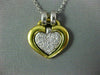 ESTATE LARGE .55CT DIAMOND PLATINUM & 18KT YELLOW GOLD DOUBLE HEART PENDANT #310