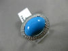ESTATE 10.46CT DIAMOND & AAA TURQUOISE 14KT WHITE GOLD PAVE HALO OVAL RING 20563