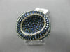ESTATE WIDE 2.56CT DIAMOND & AAA SAPPHIRE 14K WHITE GOLD 3D OVAL MICRO PAVE RING