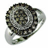 .71CT WHITE & MOCHA DIAMOND 14KT WHITE GOLD 3D CLUSTER OVAL DOUBLE HALO FUN RING