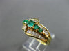 ESTATE 1.10CT DIAMOND & EMERALD 14K YELLOW GOLD GRADUATING ENGAGEMENT RING 12115