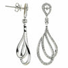 ESTATE 1.11CT DIAMOND 18KT WHITE GOLD 3D CLASSIC TEAR DROP HANGING EARRINGS