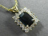ESTATE 1.27CT DIAMOND & SAPPHIRE EMERALD CUT CLUSTER 14K Y GOLD PENDANT #6742