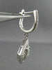 ESTATE LARGE .79CT DIAMOND 14KT WHITE GOLD SQUARE FLOWER HUGGIE HANGING EARRINGS