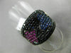 ESTATE 2.85CT BLACK DIAMOND & AAA MULTI COLOR SAPPHIRE 18KT GOLD BUTTERFLY RING