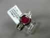 ESTATE WIDE 1.64CT DIAMOND & RUBY PLATINUM SEMI BEZEL SOLITAIRE ENGAGEMENT RING