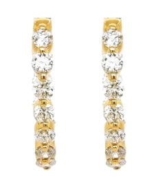 .73CT DIAMOND 18KT YELLOW GOLD 3D ROUND SHARED PRONG INSIDE OUT HANGING EARRINGS