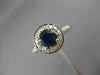 ESTATE 1.31CT DIAMOND & AAA SAPPHIRE 18KT WHITE GOLD 3D HALO ENGAGEMENT RING