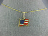 ESTATE RED WHITE & BLUE ENAMEL 14KT YELLOW GOLD 3D AMERICAN FLAG PENDANT #25306