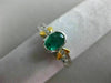 ESTATE .83CT DIAMOND & EMERALD 14K TWO TONE GOLD OVAL SEMI BEZEL ENGAGEMENT RING