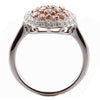 1.53CT WHITE & PINK DIAMOND 18K WHITE AND ROSE GOLD CLUSTER OVAL FLOWER FUN RING