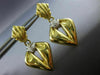 ANTIQUE LARGE .15CT DIAMOND 18KT 2 TONE GOLD TRIANGULAR HANGING EARRINGS #20582