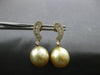 ESTATE LARGE .6CT DIAMOND & AAA GOLDEN SOUTH SEA PEARL 18K YELLOW GOLD CHANNEL EARRINGS