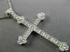 ESTATE .15CT DIAMOND 14KT WHITE GOLD 3D FILIGREE MILGRAIN CROSS PENDANT W/ CHAIN