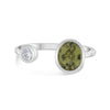 1.54CT DIAMOND AAA GREEN SAPPHIRE 14KT WHITE GOLD OVAL ROUND SOLITAIRE LOVE RING