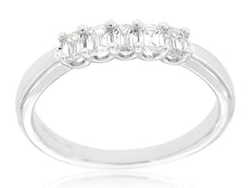 .53CT DIAMOND 14K WHITE GOLD EMERALD CUT 5 STONE LUCIDA WEDDING ANNIVERSARY RING