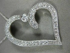 ANTIQUE 1.05CT DIAMOND 14KT WHITE GOLD 3D FILIGREE MILGRAIN HEART PENDANT #17756