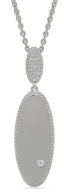 .08CT DIAMOND 14KT WHITE GOLD ETOILE DOUBLE OVAL FILIGREE FUN FLOATING PENDANT