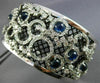 EXTRA LARGE 12.3CT DIAMOND & AAA SAPPHIRE 14K BLACK & WHITE GOLD BANGLE BRACELET