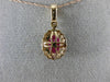 ESTATE 1.15CT DIAMOND & AAA OVAL RUBY 14KT ROSE GOLD 3D CLASSIC FLOATING PENDANT