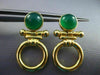 ESTATE GREEN AGATE 14K YELLOW GOLD 3D HANDCRAFTED CIRCLE OF LIFE EARRINGS #25291