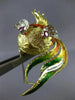 ANTIQUE EXTRA LARGE 1.16CT DIAMOND & RUBY 18KT TWO TONE GOLD FISH BROOCH #21891