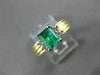 ESTATE .91CT DIAMOND & EMERALD 14KT YELLOW GOLD RECTANGLE ENGAGEMENT RING #19177