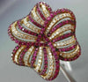 ESTATE EXTRA LARGE 3.63CT DIAMOND & AAA PINK RUBY 18K ROSE GOLD 3D FLOWER RING