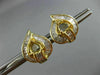 ESTATE LARGE 1.5CT BAGUETTE DIAMOND 14K YELLOW GOLD 3D HEART SEMI MOUNT EARRINGS