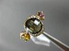ESTATE 2.15CT ROUND DIAMOND & AAA MULTI GEM 14KT ROSE GOLD THREE STONE FUN RING