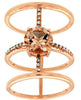 ESTATE 1.18CT DIAMOND & AAA MORGANITE 14KT ROSE GOLD 3D ROUND FUN TRIPLE RING