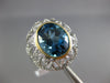 LARGE 6.04CT AAA LONDON BLUE TOPAZ & WHITE SAPPHIRE 14KT 2 TONE GOLD OVAL RING