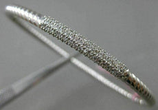 ESTATE .82CT DIAMOND 14KT WHITE GOLD 3D PAVE ROPE DESIGN BANGLE BRACELET