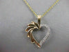 ESTATE DIAMOND 14K WHITE YELLOW GOLD OPEN HEART PENDANT + CHAIN 27MM #20162
