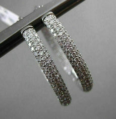 ESTATE LARGE & WIDE 4.20CT DIAMOND 18KT WHITE GOLD 3D DOUBLE SIDED HOOP EARRINGS