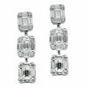ESTATE 1.44CT DIAMOND 18K WHITE GOLD SQUARE PAST PRESENT FUTURE HANGING EARRINGS