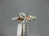 ESTATE .65CT DIAMOND 14KT WHITE & ROSE GOLD 3D TWO STONE SIDE BY SIDE LOVE RING