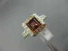 1.58CT DIAMOND & AAA SQUARE PINK TOPAZ 18KT YELLOW GOLD 3D HALO ENGAGEMENT RING