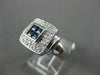 ESTATE WIDE .82CT DIAMOND & AAA SAPPHIRE 14KT WHITE GOLD 3D SQUARE RING #19474