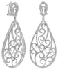 2.43CT DIAMOND 14KT WHITE GOLD 3D OPEN FILIGREE TEAR DROP FUN HANGING EARRINGS